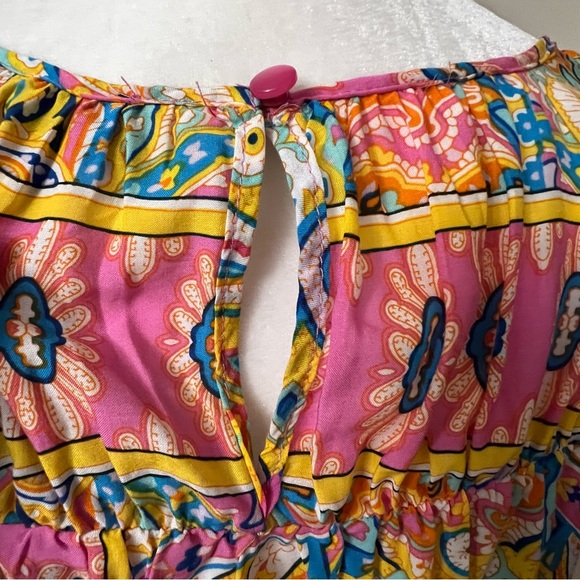 Rachel Zoe Womens colorful Paisley Sleeveless Blouse Pink Yellow small NWT - Picture 3 of 8
